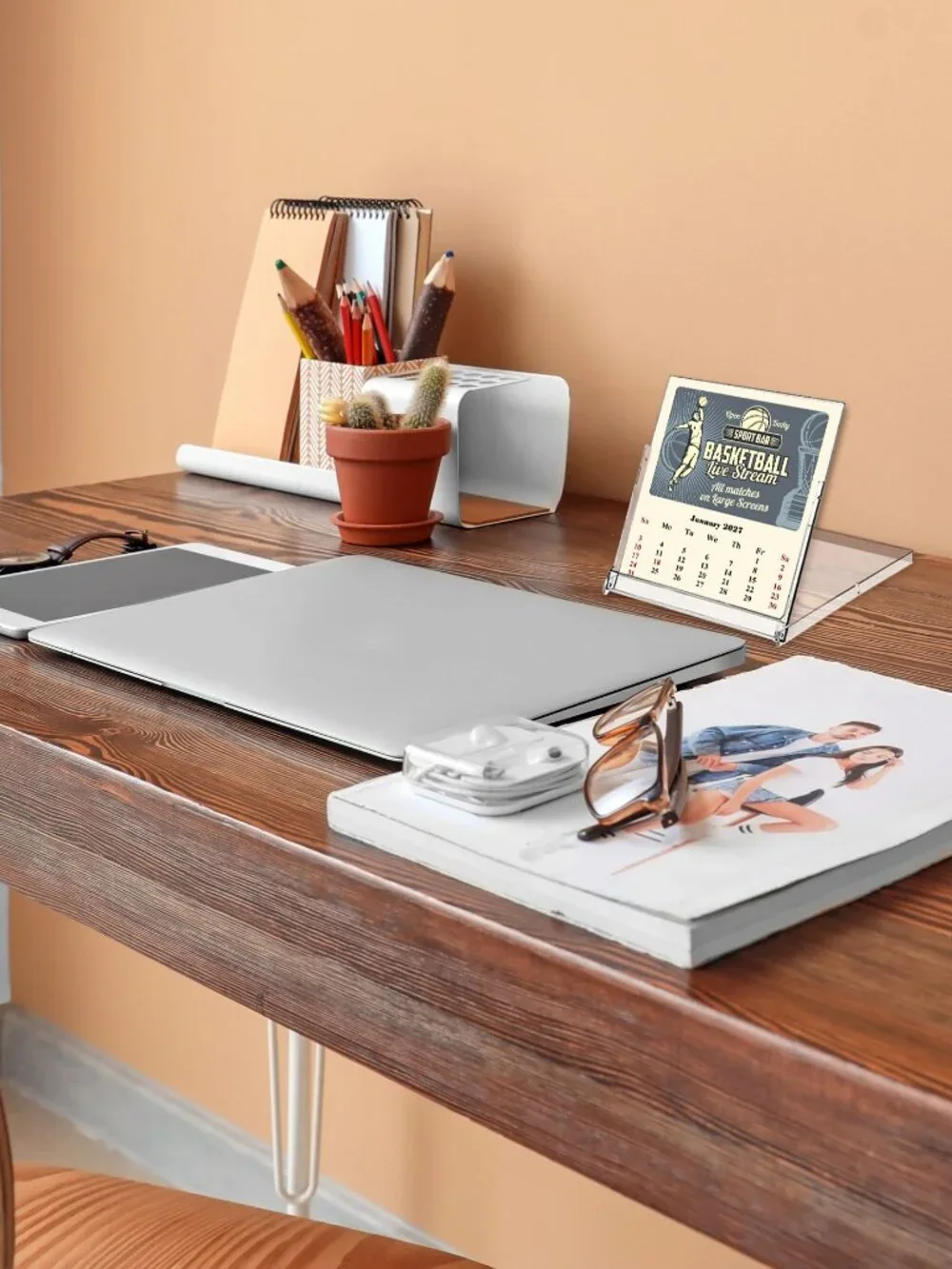 2027 CD-Style Desk Calendar 12 Months Calendar/Planer (Basketball)